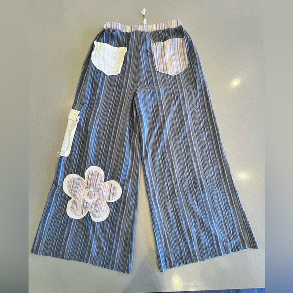 POL Woven Lightweight Pant Elastic Drawstring Waist Wide Leg Pants Pockets Med - Picture 4 of 13